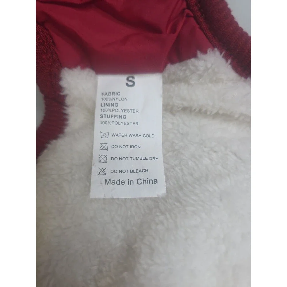 SAWMONG Dog Fleece Hoodie Red Small, (missing 1 snap)